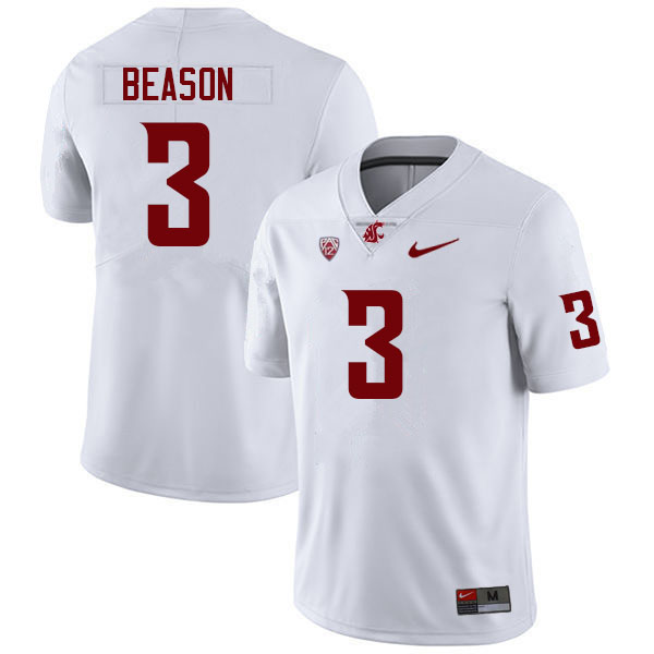 Washington State Cougars #3 Zeriah Beason College Football Jerseys Sale-White